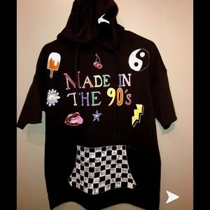 90s short sleeve checkered sweatshirt vans hoodie